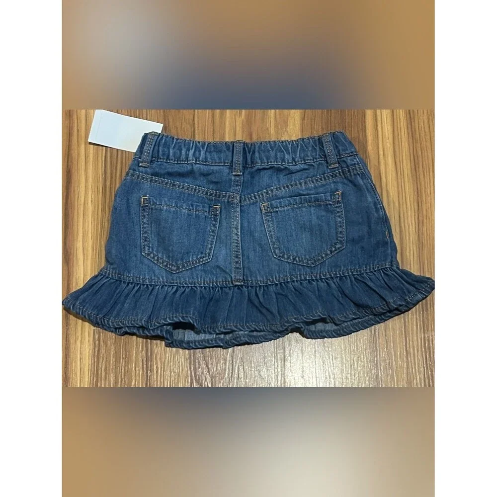 NWT OshKosh B'gosh Toddler Girl Ruffle Denim Skirt Blue Jean Mini Size 24M